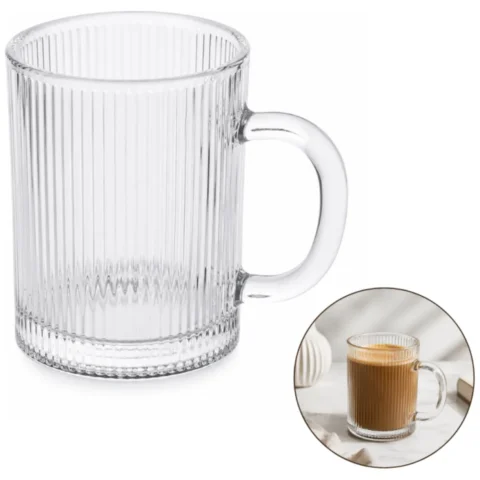 Szklanka 350ml ryflowana duża 1 szt do kawy, herbaty SZK212