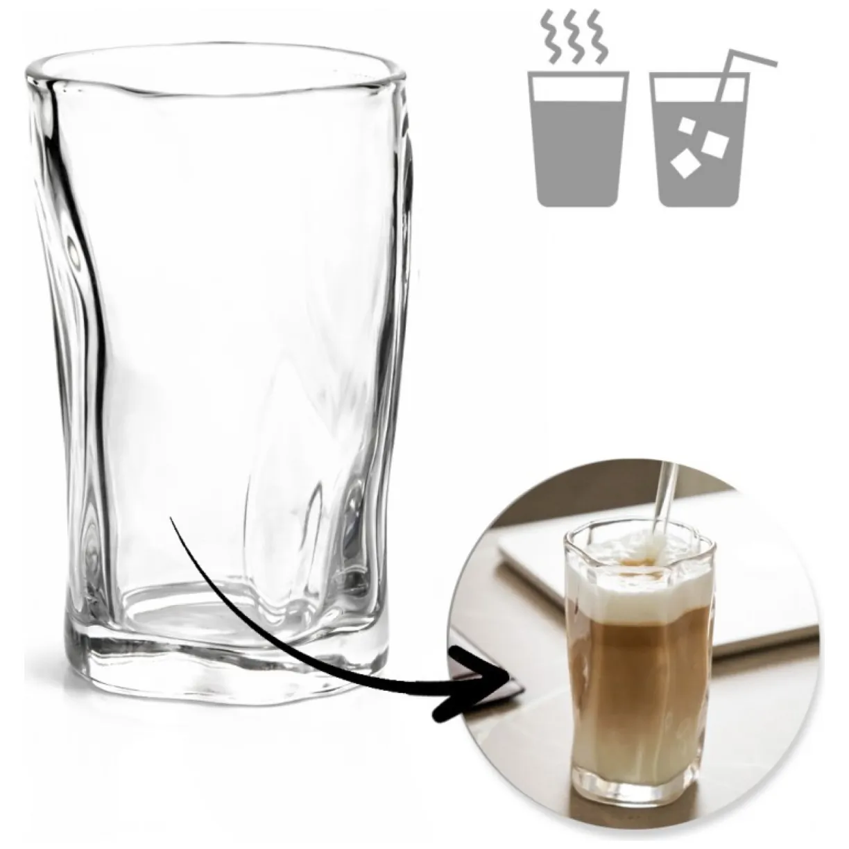 Szklanka 275ml Falowana 1 szt do kawy latte long drinków SZK199