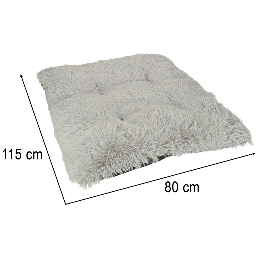 Pluszowe legowisko dla psa i kota 115 cm - włochate posłanie shaggy szare - obrazek 5