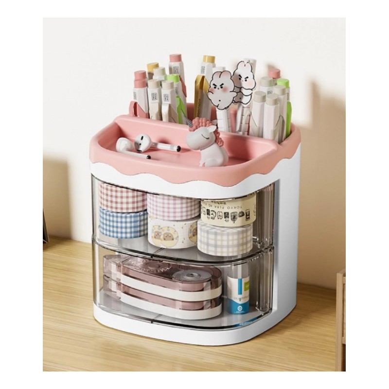 Szkatułka organizer różowy z szufladkami CB30R - obrazek 2