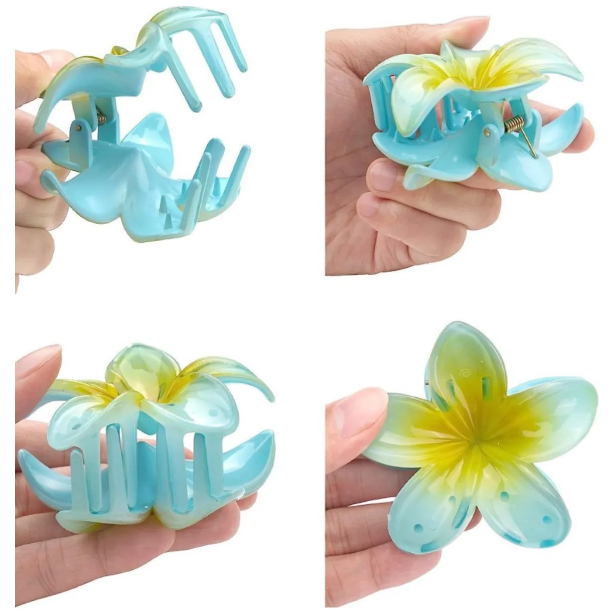 Spinka do włosów klamra XL kwiat niebieski ombre 7,5x8cm SP285 - obrazek 4