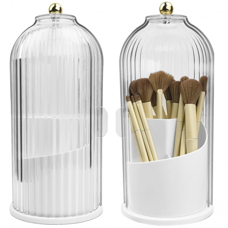 Organizer na pędzle, ryflowany obrotowy, otwierany biały 27 x 12,5 cm CB61B - obrazek 2