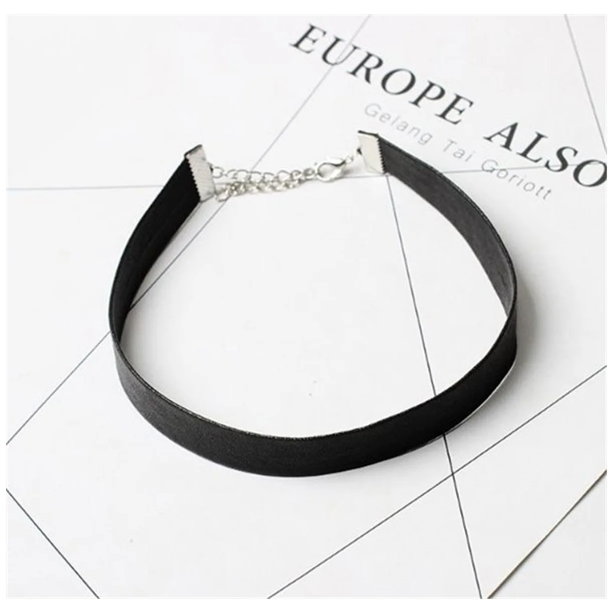 NASZYJNIK CHOKER SKÓRZANY - CZARNY