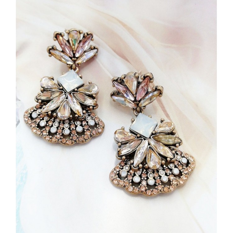 Kolczyki wiszące dżetowe zdobione K1013 - obrazek 2