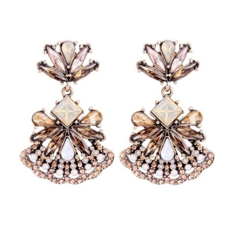 Kolczyki wiszące dżetowe zdobione K1013