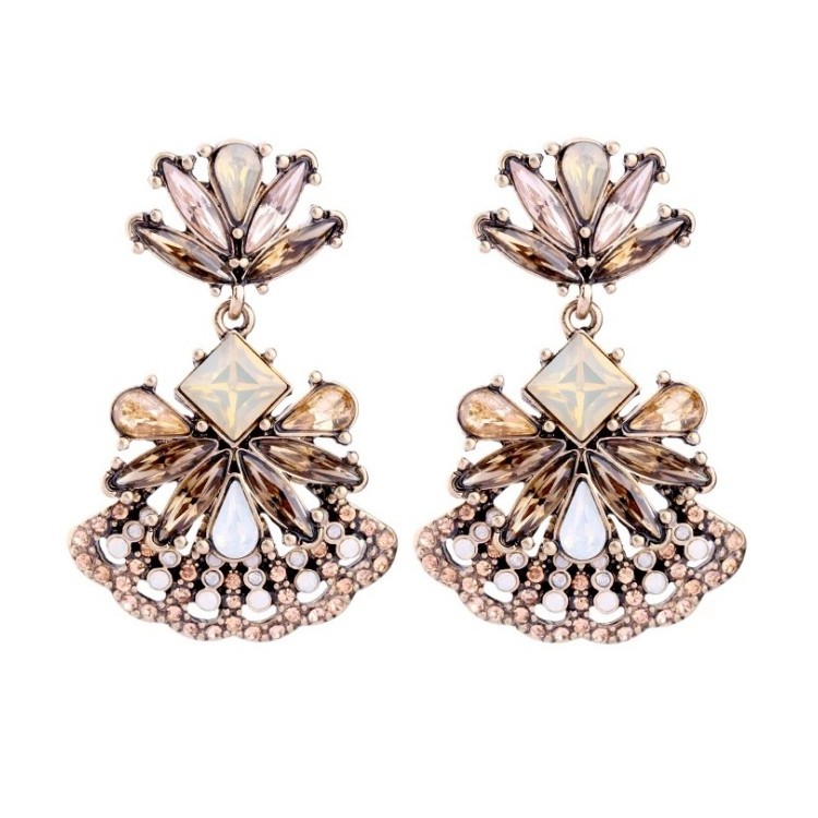 Kolczyki wiszące dżetowe zdobione K1013