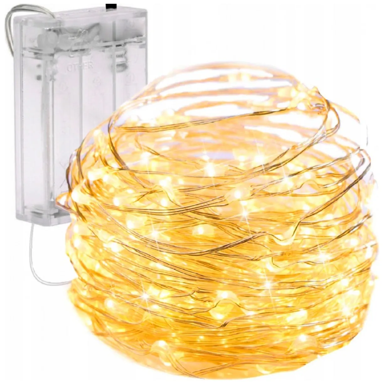 Światełka lampki na żyłce wewnętrzne 50 LED CIEPŁE BIAŁE - obrazek 2