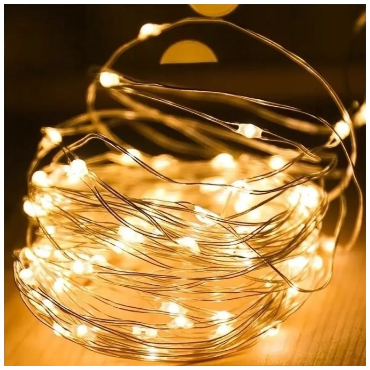 Światełka lampki na żyłce wewnętrzne 50 LED CIEPŁE BIAŁE - obrazek 4