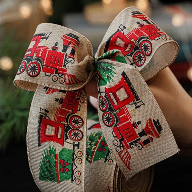 Taśma świąteczna na kokardę, wstążka na prezent Bożonarodzeniowa 6,3cm x 2m KSN138 - obrazek 5