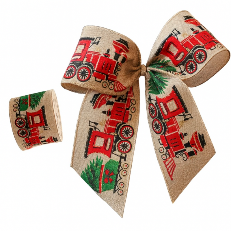 Taśma świąteczna na kokardę, wstążka na prezent Bożonarodzeniowa 6,3cm x 2m KSN138