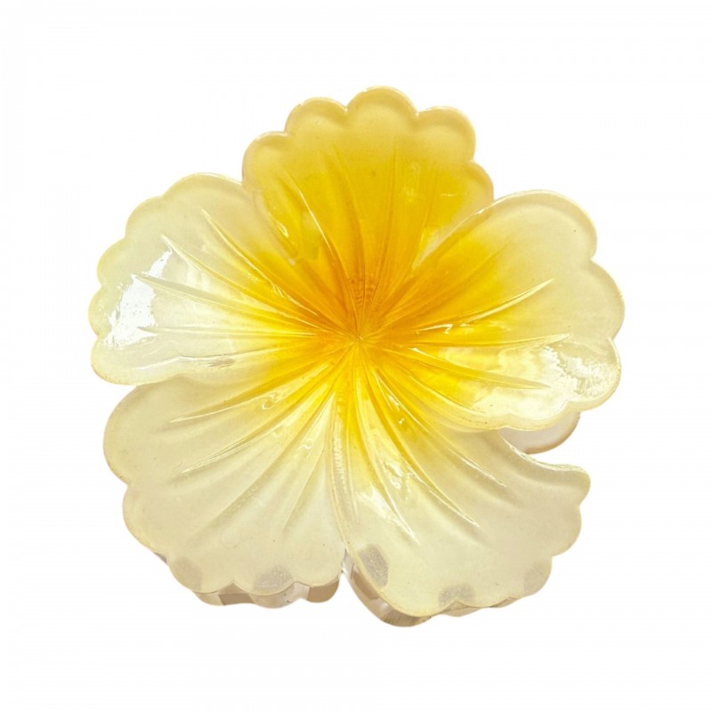 Spinka do włosów klamra XL kwiat HIBISKUS OMBRE żółta 7,5 x 7,5cm SP385 - obrazek 2