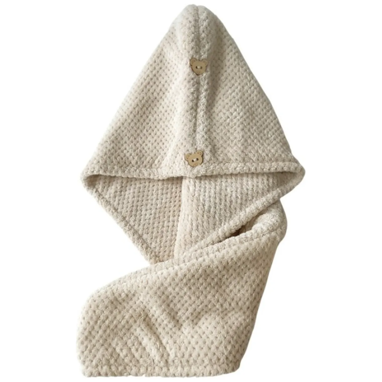 Ręcznik kapturek do włosów beżowy 65 x 25 cm REC52WZ2 - obrazek 2