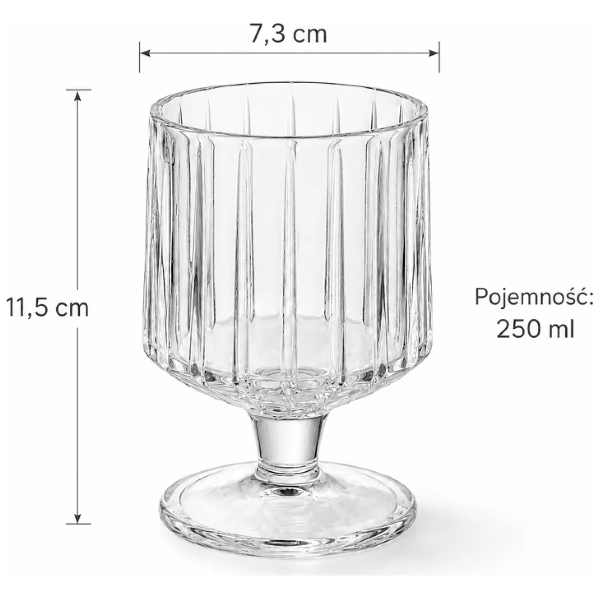 Zestaw 6 szt szklanek ryflowanych na nóżce do deserów, drinków 250ml - obrazek 9