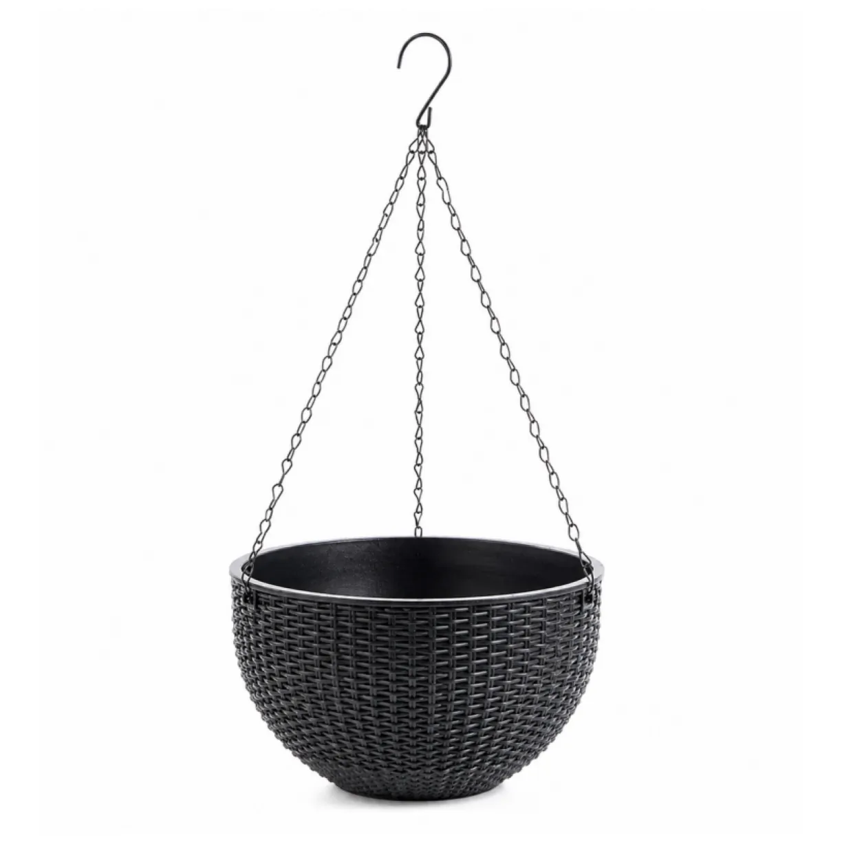 Doniczka wisząca szara duża Rattan Design 26 cm ROS10GRAF - obrazek 3
