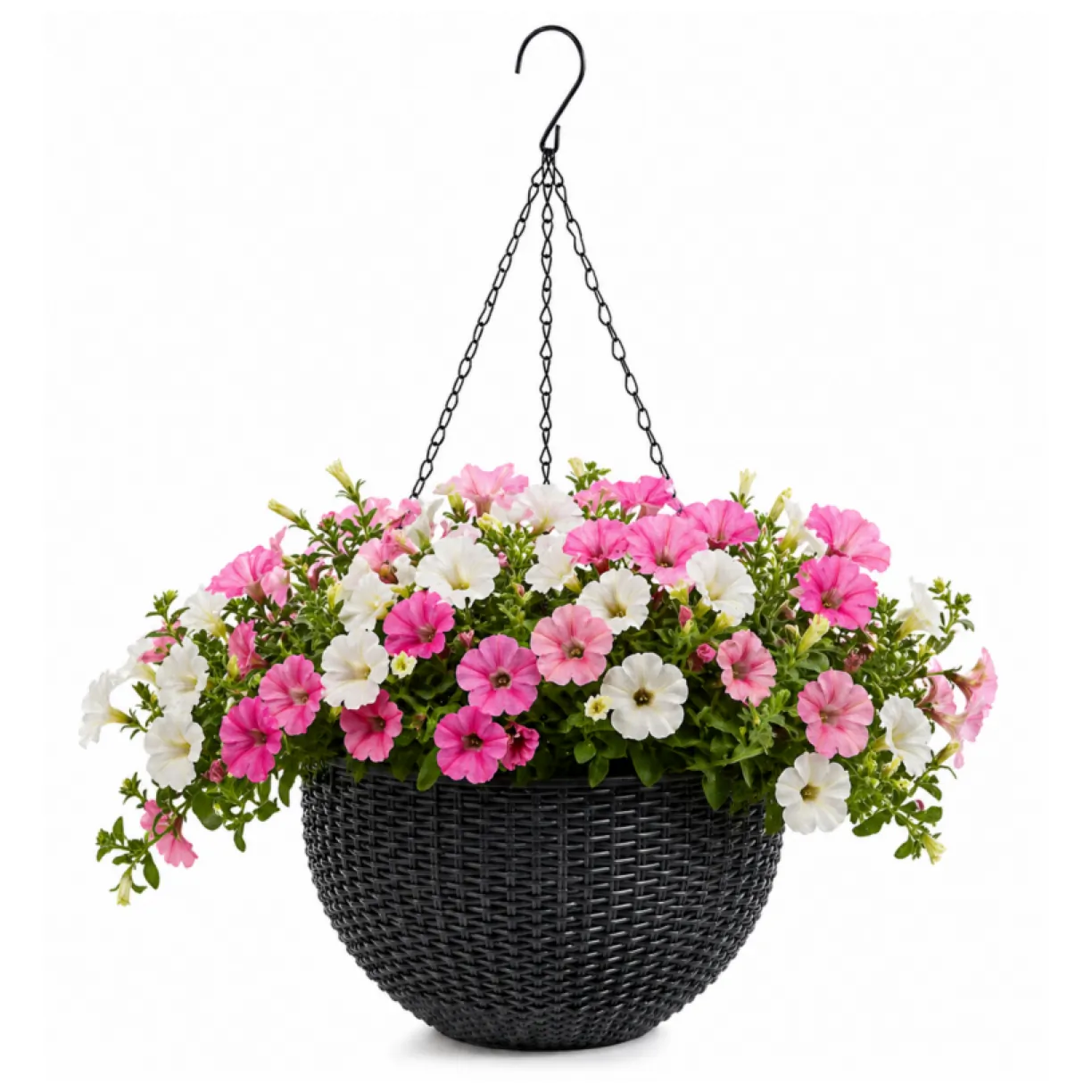 Doniczka wisząca szara duża Rattan Design 26 cm ROS10GRAF - obrazek 4
