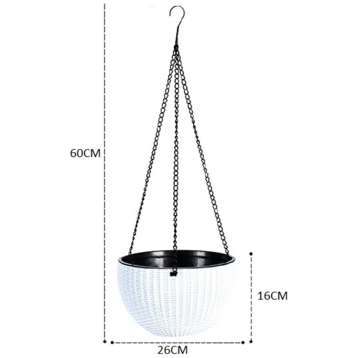 Doniczka wisząca szara duża Rattan Design 26 cm ROS10GRAF - obrazek 5
