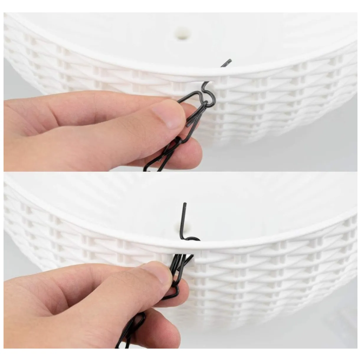 Doniczka wisząca szara duża Rattan Design 26 cm ROS10GRAF - obrazek 6
