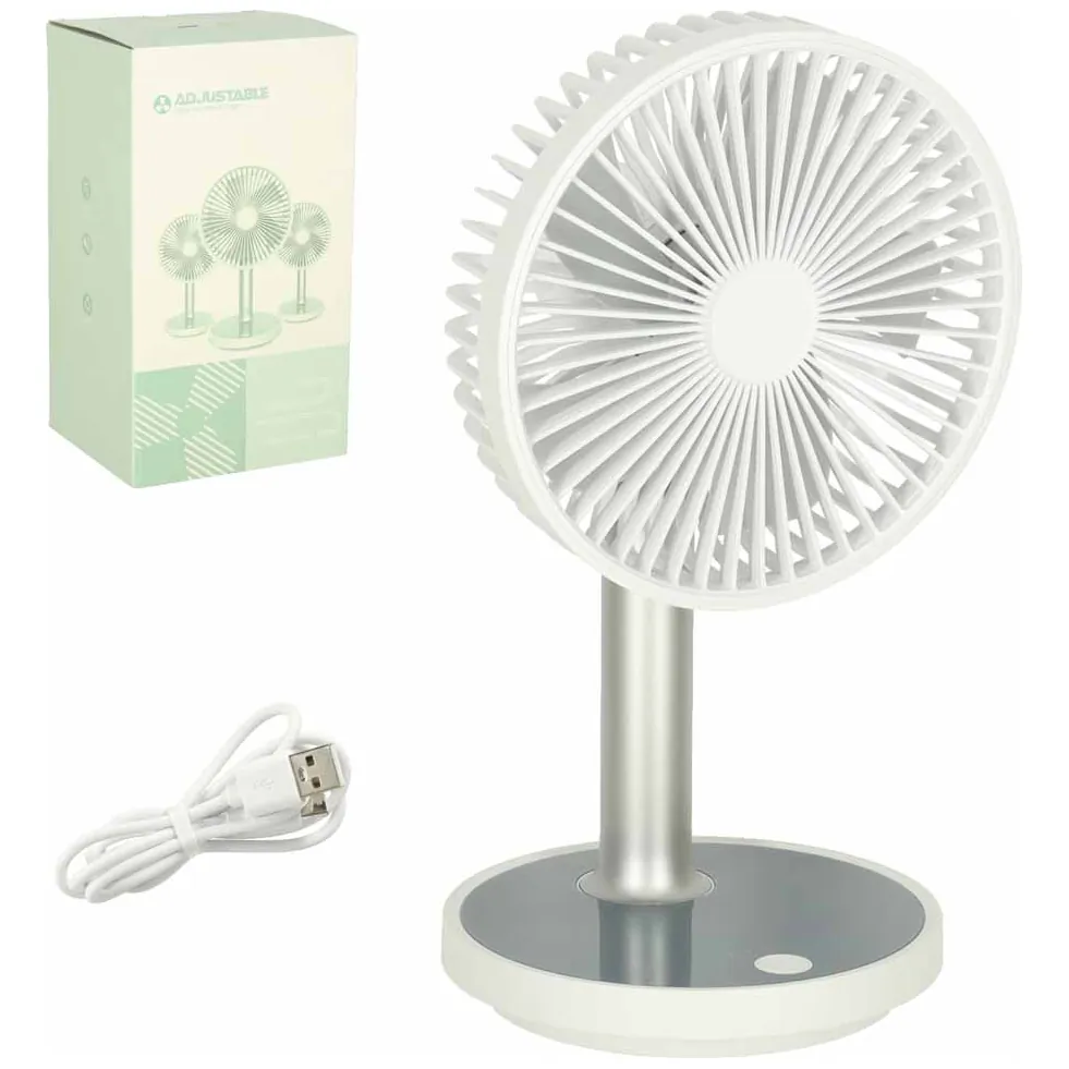 Wentylator biurkowy wiatrak przenośny bezprzewodowy USB z akumulatorem regulowany 4 poziomy mocy LED 38cm biały - obrazek 10
