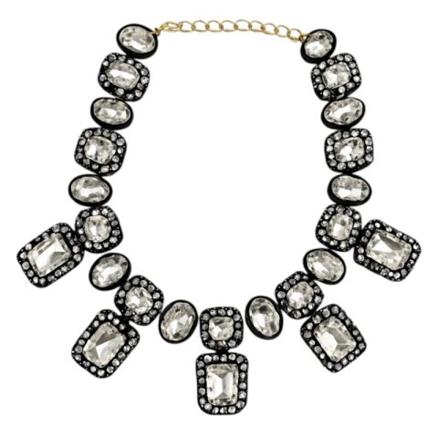 NASZYJNIK KOLIA XXL CZARNA, EFEKTOWNE KRYSZTAŁY N431B