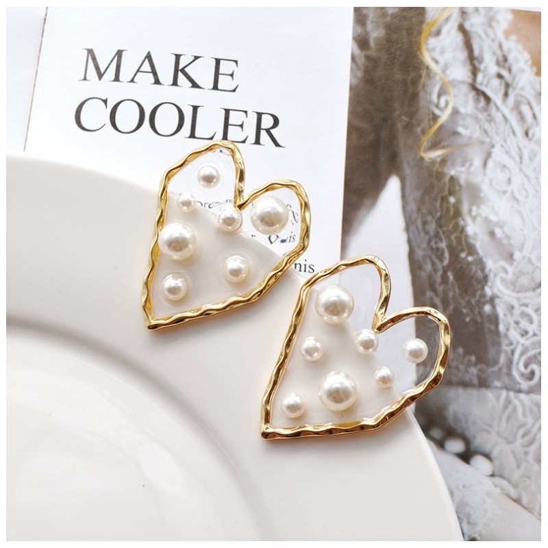 Kolczyki wiszące pearls serce K1232 - obrazek 4