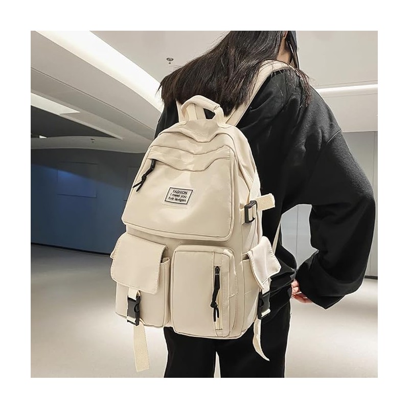 Plecak sportowy szkolny uniwersalny kieszonki kremowy PL164K - obrazek 2