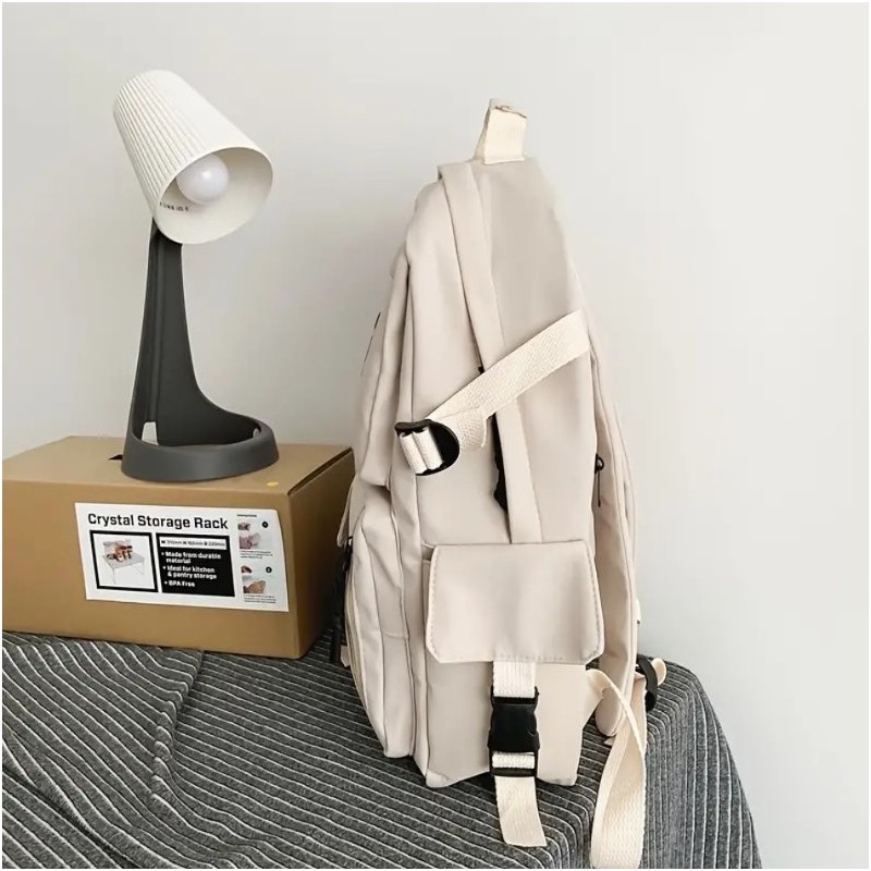 Plecak sportowy szkolny uniwersalny kieszonki kremowy PL164K - obrazek 4