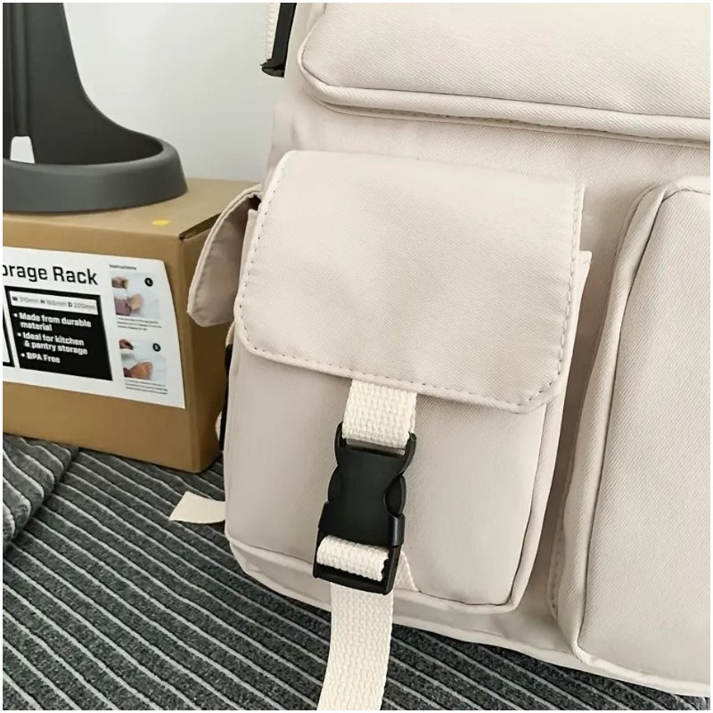 Plecak sportowy szkolny uniwersalny kieszonki kremowy PL164K - obrazek 6