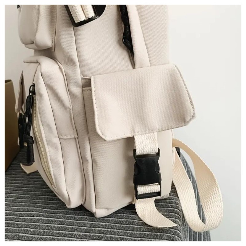 Plecak sportowy szkolny uniwersalny kieszonki kremowy PL164K - obrazek 7