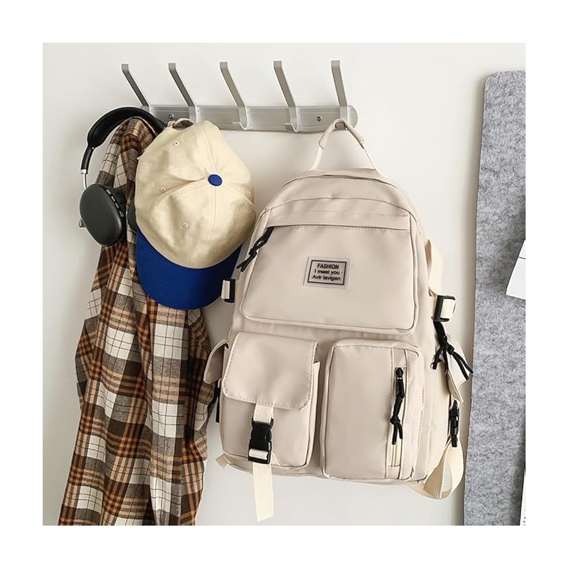 Plecak sportowy szkolny uniwersalny kieszonki kremowy PL164K - obrazek 9