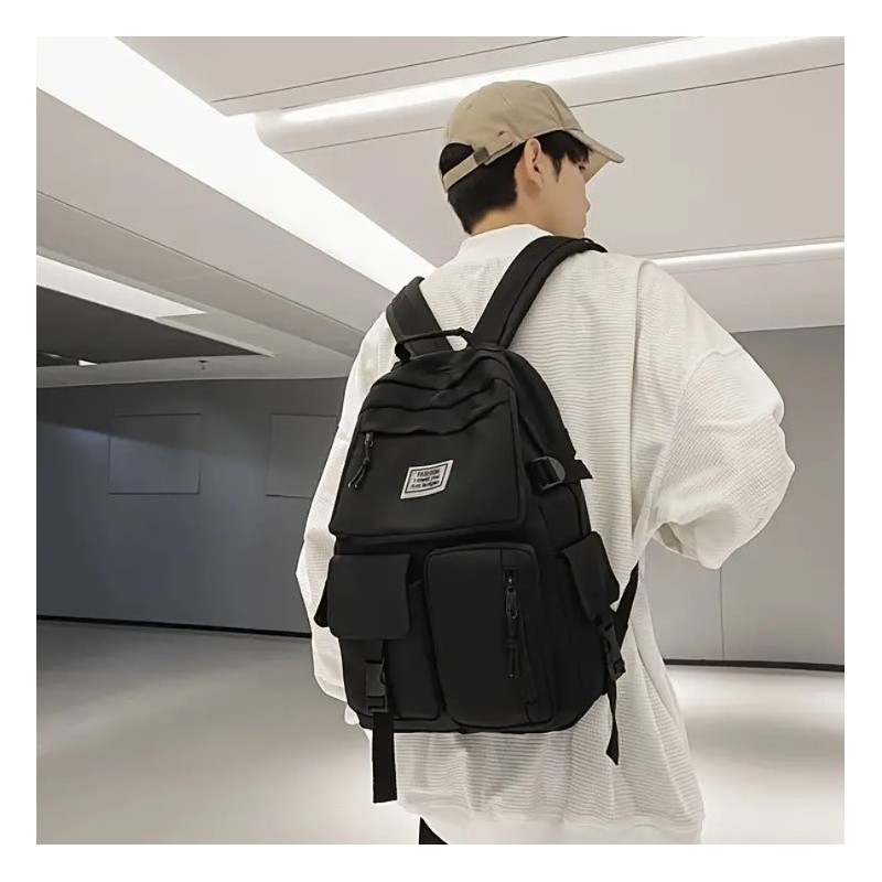 Plecak sportowy szkolny uniwersalny kieszonki czarny PL164CZ - obrazek 2