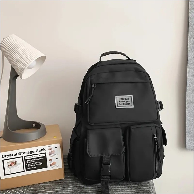 Plecak sportowy szkolny uniwersalny kieszonki czarny PL164CZ - obrazek 4