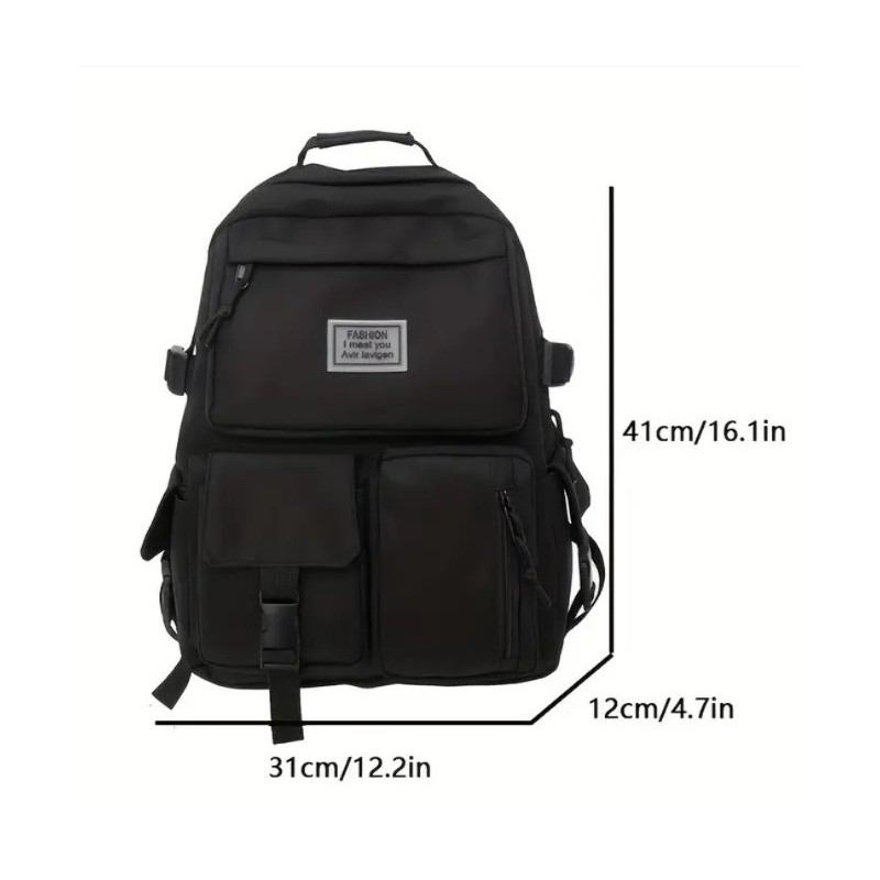 Plecak sportowy szkolny uniwersalny kieszonki czarny PL164CZ - obrazek 5