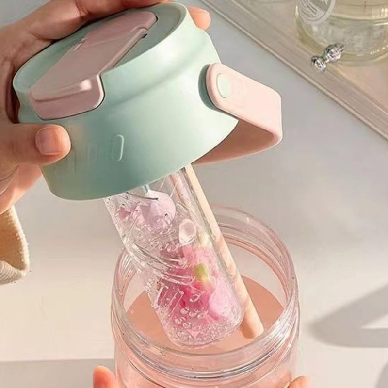 Butelka na wodę z koszyczkiem i słomką 600 ML Fortune BD22 - obrazek 4