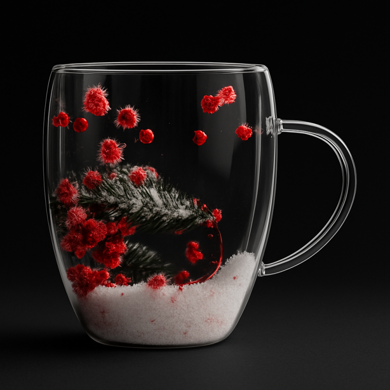 Szklanka termiczna z kwiatami w środku, akcenty świąteczne, śnieg 300 ml 1szt SZK198 - obrazek 2