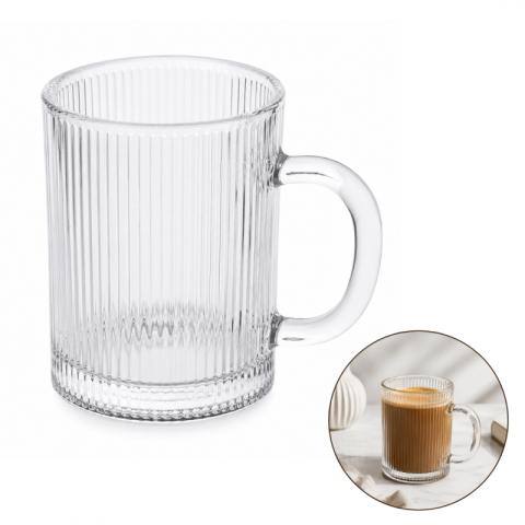 Szklanka 350ml ryflowana duża 1 szt do kawy, herbaty SZK212