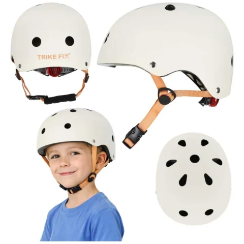 Kask rowerowy dla dziecka Trike Fix dziecięcy regulowany LED S 48-54cm beżowy