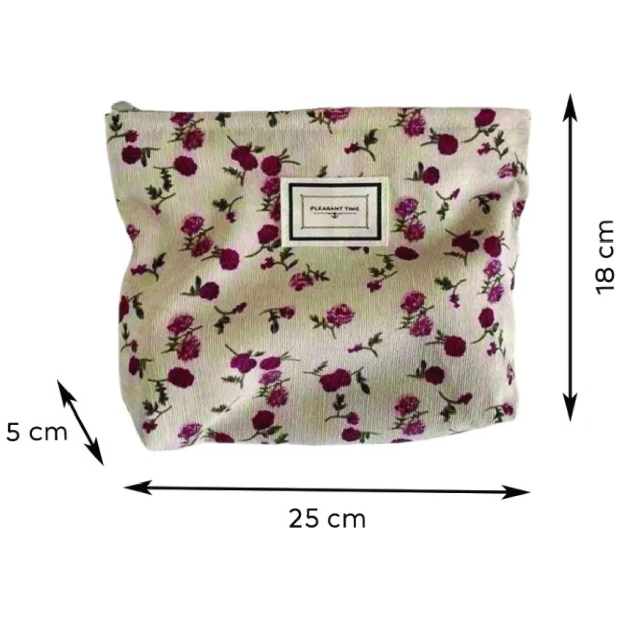Organizer kosmetyczny beżowy w czerwone kwiatuszki 25x18x5 cm podróżny - obrazek 5