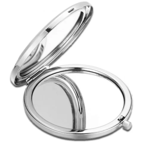Lusterko kosmetyczne Białe eleganckie metalowe otwierane do torebki L11