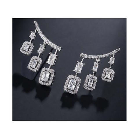 Kolczyki ślubne wiszące z kryształkami stal chirurgiczna KSL61