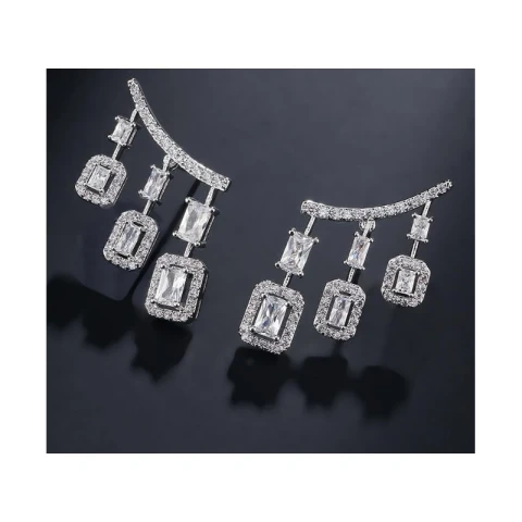 Kolczyki ślubne wiszące z kryształkami stal chirurgiczna KSL61