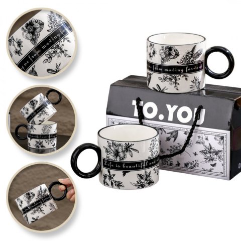 Zestaw kubków 2szt w pudełku ozdobnym TO YOU czarno białe 310ml KB11