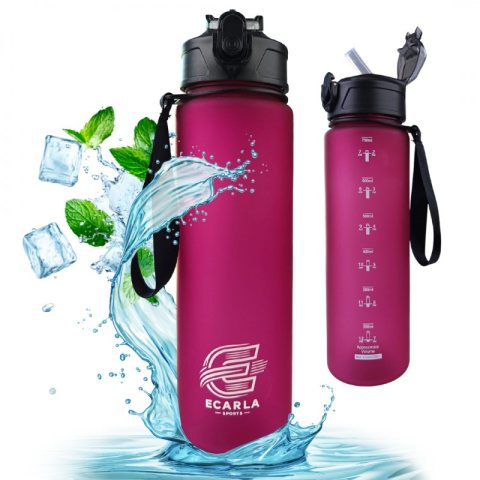 Butelka na wodę, sportowy bidon matowy 750ML bordowy ECARLA SPORTS BD49