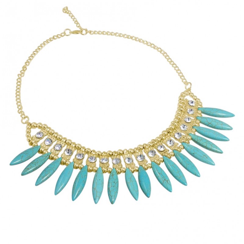 Kolia łezki geometria, naszyjnik marmurek biały z cyrkoniami N215M - obrazek 2