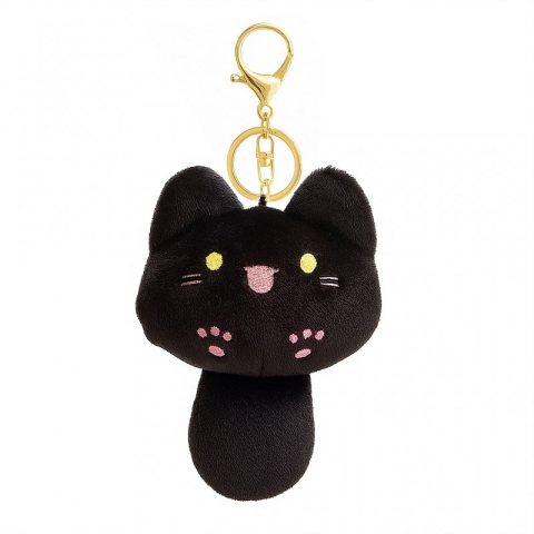 Brelok do kluczy, pluszowy kotek z ogonkiem Czarny BRL364CZ