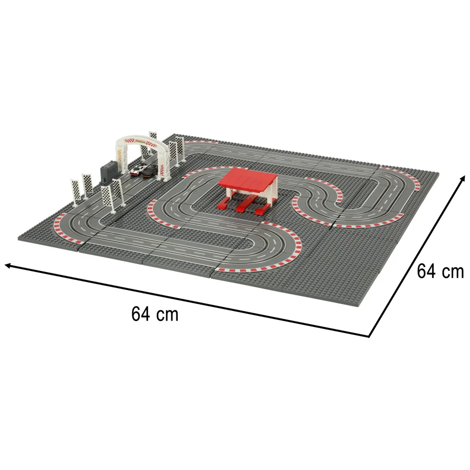 Tor wyścigowy samochodowy elektryczny policyjny 2 auta autka kontrolery zakręty klocki konstrukcyjne GD-03 - obrazek 11