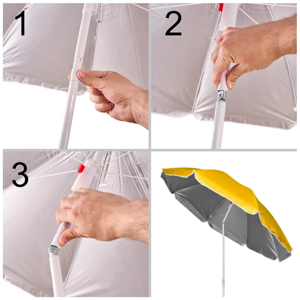 Parasol ogrodowy plażowy regulowany łamany składany UV 150cm żółty - obrazek 4