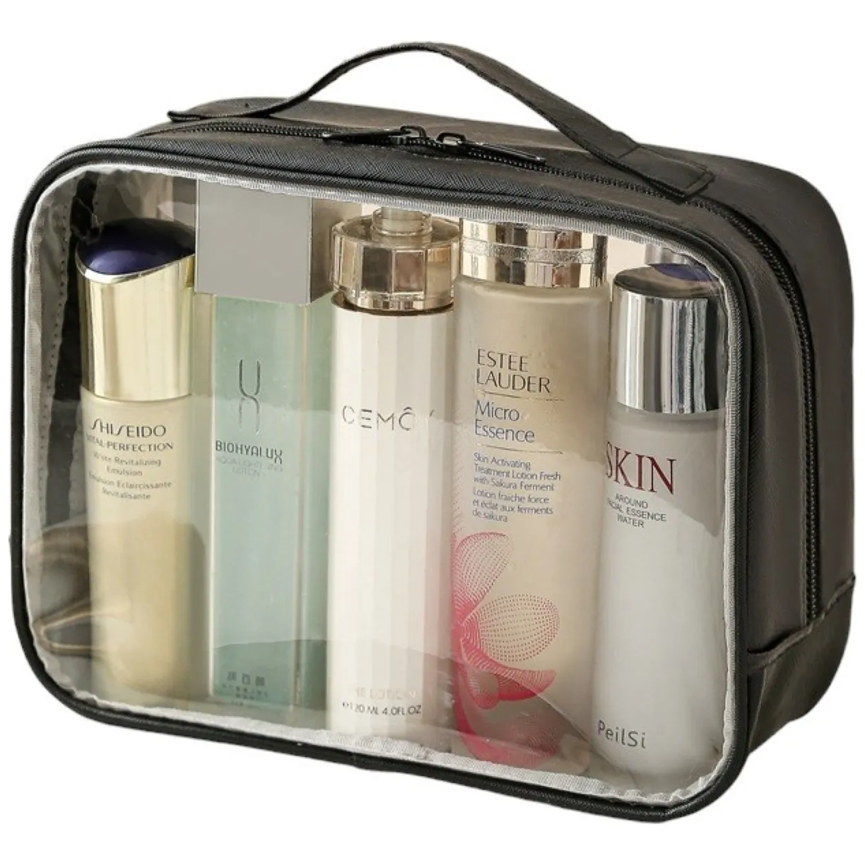 Miękka kosmetyczka organizer podróżna czarna 26x20x11 cm jednokomorowa - obrazek 2