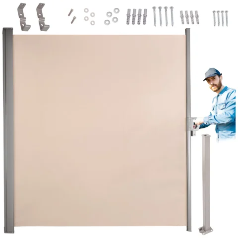 Markiza boczna tarasowa LUARO parawan zwijany 180 x 400 cm beżowy