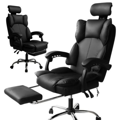 Fotel biurowy obrotowy Directo z podnóżkiem - czarny MATERIAŁ KO49CZ