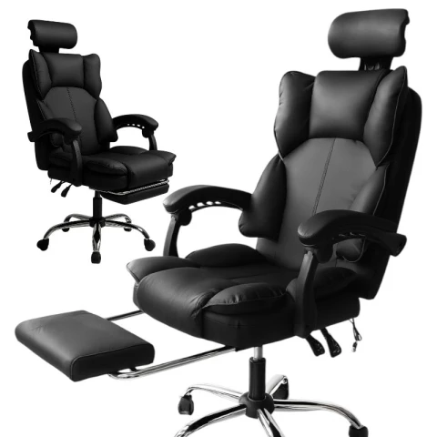 Fotel biurowy obrotowy Directo z podnóżkiem - czarny MATERIAŁ KO49CZ